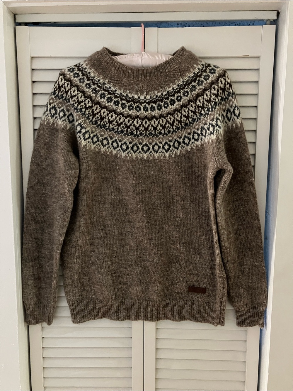Womens Brown Fair Isle Yoke Sweater